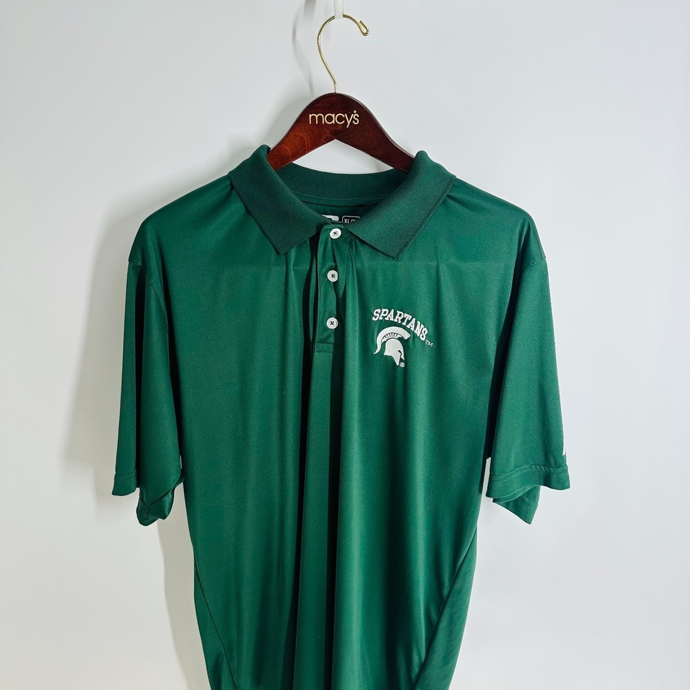 Russell NCAA Michigan State Spartans Logo Basketball Polo Shirt Green Size XL